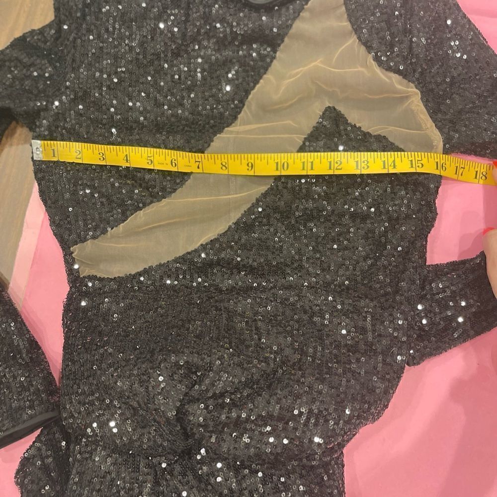 NEW Michael Costello x Revolve Houston Sequins Mesh Maxi Dress in Black.Size M - Picture 15 of 15